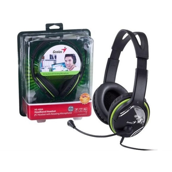 Genius HS-400A ZÖLD mikrofonos fejhallgató