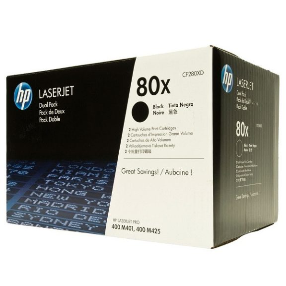 Hp toner CF280XD (80X) dupla black 2X6,9k Hp toner CF280XD (80X) dupla black 2X6,9k