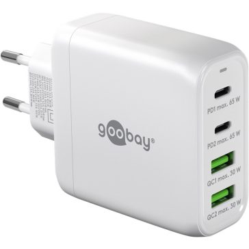  Goobay USB-C™ PD GaN többportos gyorstöltő (65 W), fehér