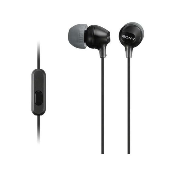 SONY MDR-EX15AP fülhallgató mikrofonnal, fekete, EU