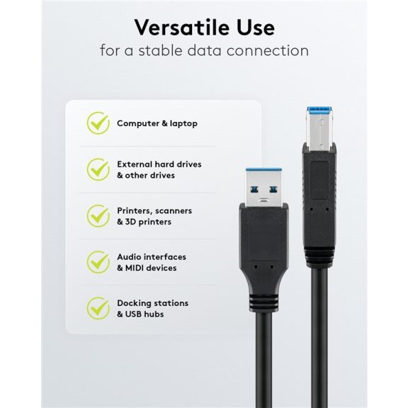 Goobay USB 3.0 kábel USB-B csatlakozóval, fekete