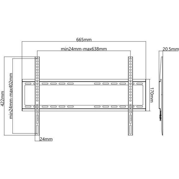 Goobay Basic fix fali konzol (L) 37"-70"-ig, fekete