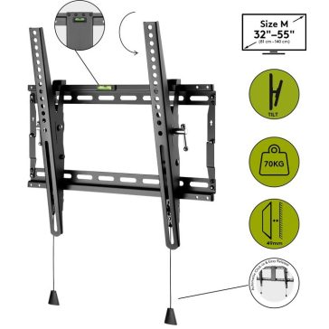   Goobay Pro dönthető fali konzol (M) 32"-55"-ig, fekete