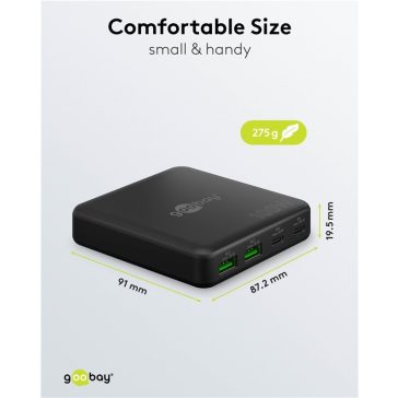   Goobay USB-C™ PD GaN többportos asztali töltő (100 W), fekete
