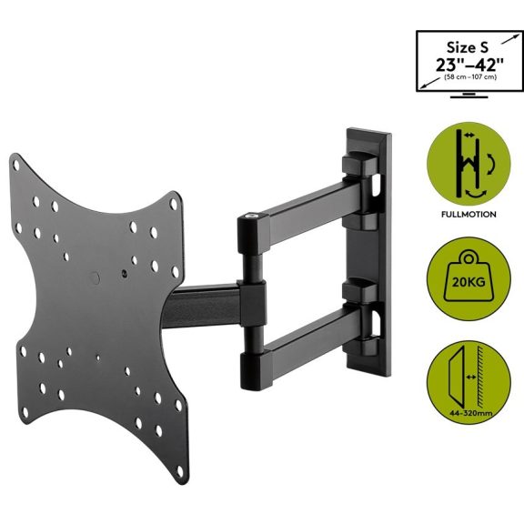 Goobay Basic forgatható-dönthető fali konzol (S) 23"-42"-ig, fekete