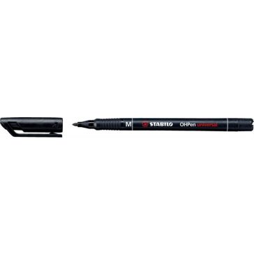 Marker alkoholos, 1 mm, Stabilo "OHPen M", fekete