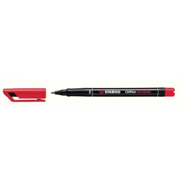 Marker alkoholos, 0,7 mm, Stabilo "OHPen F", piros