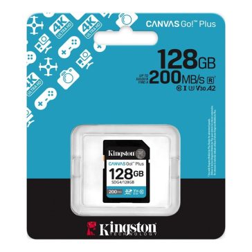  Memóriakártya SDXC 128GB Kingston Canvas Go Plus Gen4 200R C10 UHS-I U3 V30