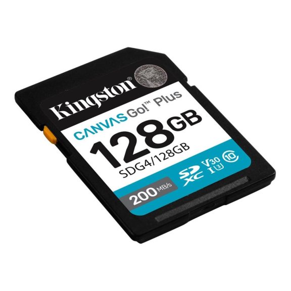 Memóriakártya SDXC 128GB Kingston Canvas Go Plus Gen4 200R C10 UHS-I U3 V30