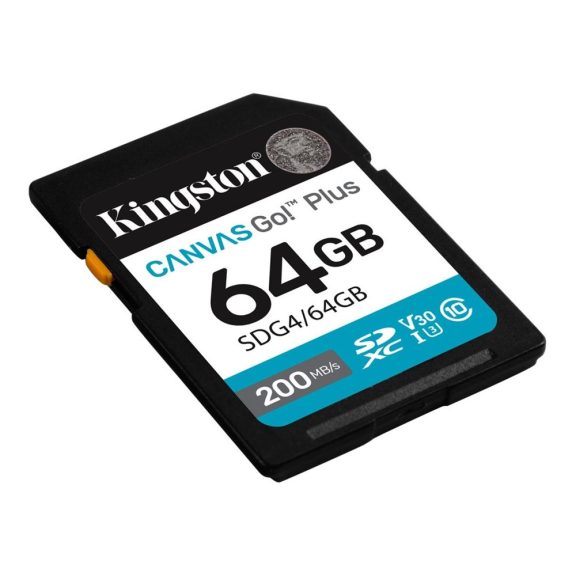 Memóriakártya SDXC 64GB Kingston Canvas Go Plus Gen4 200R C10 UHS-I U3 V30