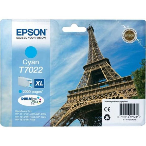 Epson tinta T7022 XL cyan 2k (lejárt szavatosságú termék) Epson tinta T7022 XL cyan 2k (lejárt szavatosságú termék)