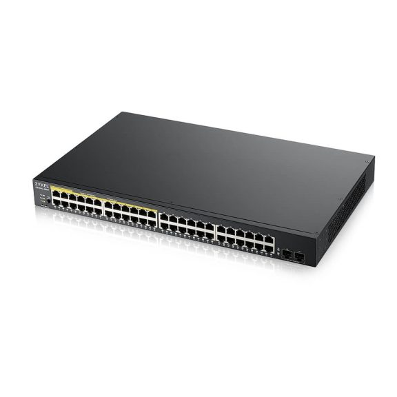 Zyxel GS190048HPV2 48-port Gigabit L2 menedzselhető switch, 2-port Gigabit SFP, 24-port PoE+