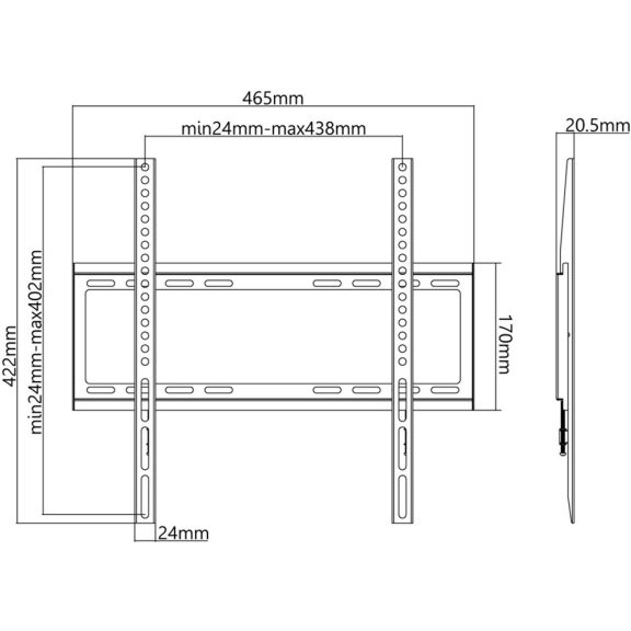 Goobay Basic fix fali konzol (M) 32"-55"-ig, fekete