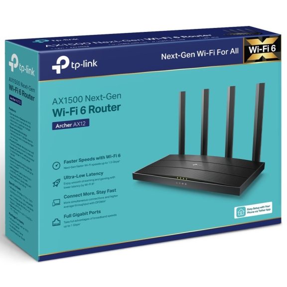 Tp-Link Archer AX12 router AX1500 Dual Band Gigabit WiFi 6 Tp-Link Archer AX12 router AX1500 Dual Band Gigabit WiFi 6