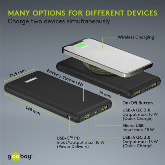 Goobay Wireless power bank 10000 mAh Goobay Wireless power bank 10000 mAh