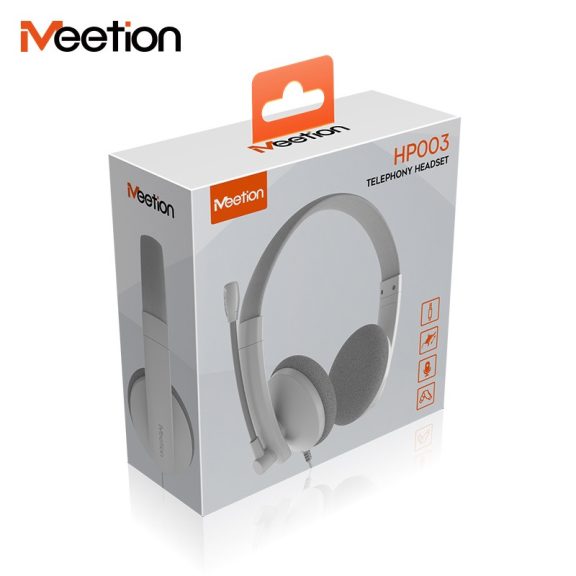 Meetion HP003 3,5 jack mikrofonos fejhallgató fehér
