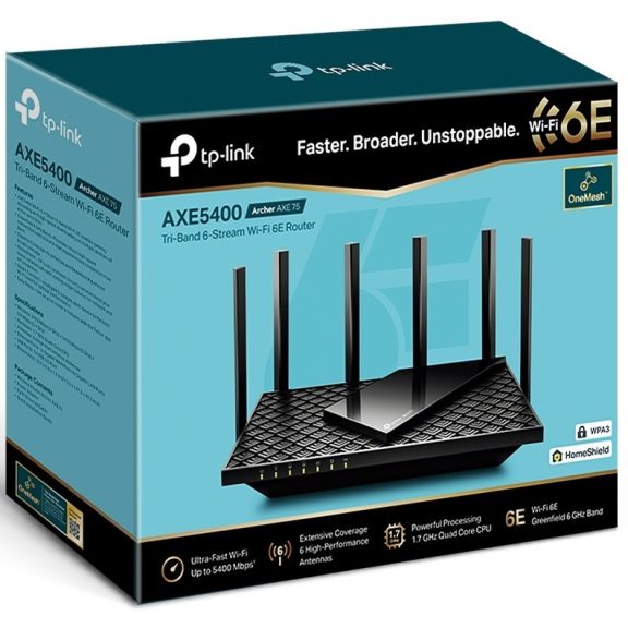 Tp-Link Archer AXE75 router AXE5400 Tri Band Gigabit WiFi 6E Tp-Link Archer AXE75 router AXE5400 Tri Band Gigabit WiFi 6E