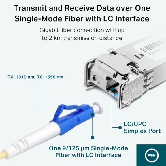 Tp-Link Omada 1000Base-BX WDM Bi-Directional SFP Module (TL-SM321B-2) Tp-Link Omada 1000Base-BX WDM Bi-Directional SFP Module (TL-SM321B-2)