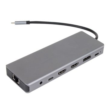   VCOM kábel átalakító USB Type-C apa - 2*HDMI+DP+3*USB3.0+Type-C+USB2.0+RJ45+SD2.0+TF2.0+PD+3.5MM Jack (CU4706)