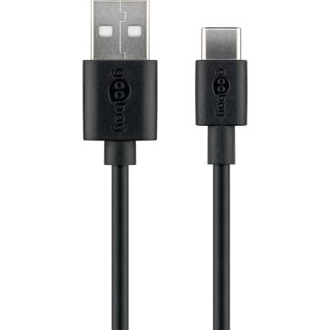  Goobay USB-C - USB-A adat és töltőkábel, 1m, fekete 45735