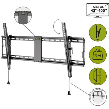   Goobay Pro dönthető fali konzol (XL) 43"-100"-ig, fekete