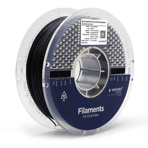 Gembird filament PLA extra flexible black, 1,75 MM, 1 KG Gembird filament PLA extra flexible black, 1,75 MM, 1 KG