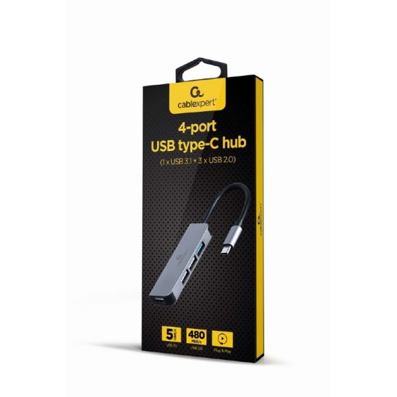 Gembird 4 portos USB Type-C hub (1 x USB 3.1 + 3 x USB 2.0)