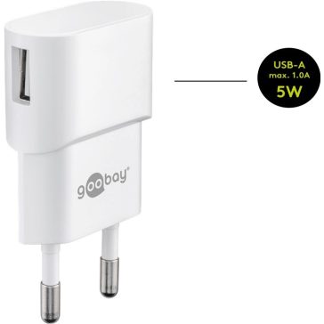 Goobay hálózati töltő 5W USB-A, fehér