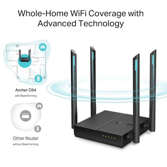 Tp-Link Archer C64 router AC1200 Dual Band Gigabit WiFi 5 Tp-Link Archer C64 router AC1200 Dual Band Gigabit WiFi 5