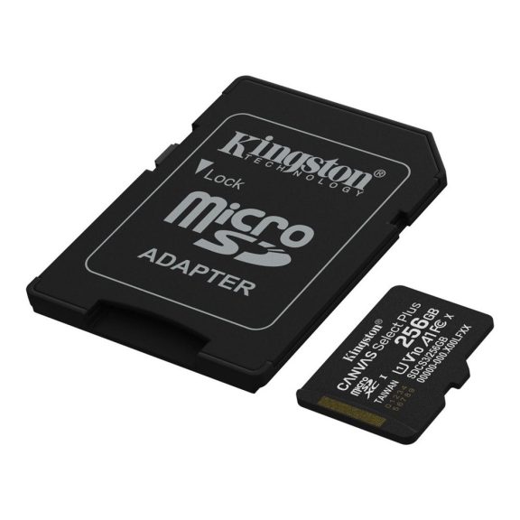 Memóriakártya Micro SDXC 256GB Kingston Canvas Select Plus Gen3 Class 10 UHS-1 A1 V10 + Adaprer