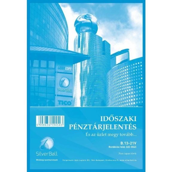Időszaki pénztárjelentés 25x4lap A4 -B.13-21/V Időszaki pénztárjelentés 25x4lap A4 -B.13-21/V