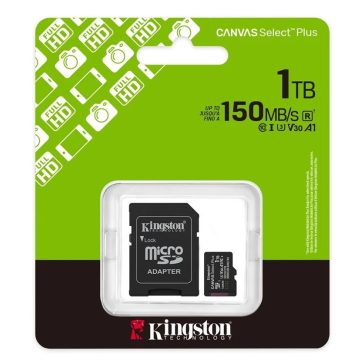   Memóriakártya Micro SDXC 1TB Kingston Canvas Select Plus Gen3 Class 10 UHS-1 A1 V10 + Adaprer