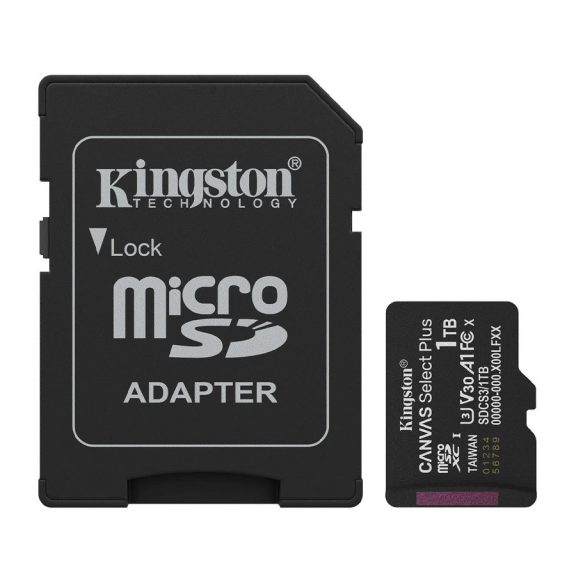 Memóriakártya Micro SDXC 1TB Kingston Canvas Select Plus Gen3 Class 10 UHS-1 A1 V10 + Adaprer