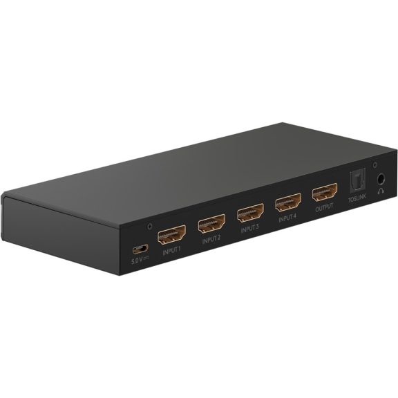 Goobay HDMI switch 4 port, audio kimenettel és távirányítóval (4K 60 Hz)