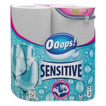   Kéztörlő tekercses háztartási OOOPS! Sensitive 2 rétegű 2 tekercses
