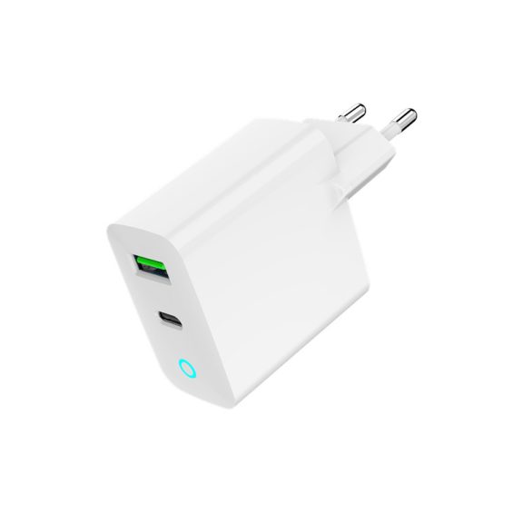 Gembird 2 portos 20 W-os USB gyorstöltő, LED, fehér