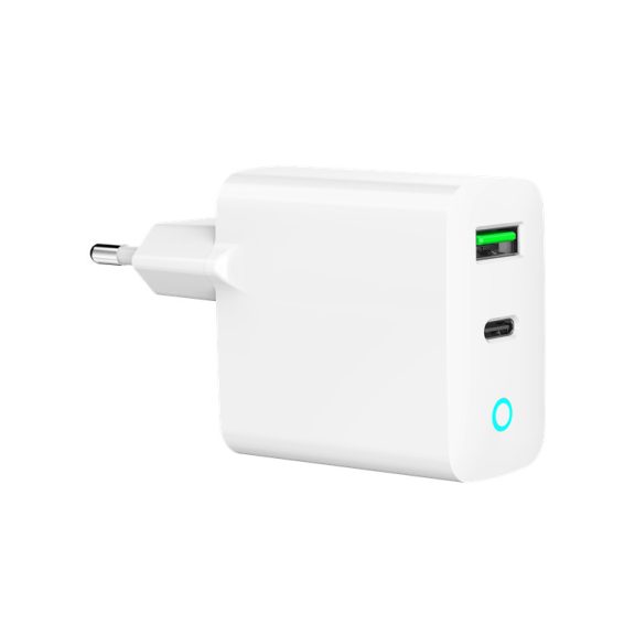 Gembird 2 portos 20 W-os USB gyorstöltő, LED, fehér
