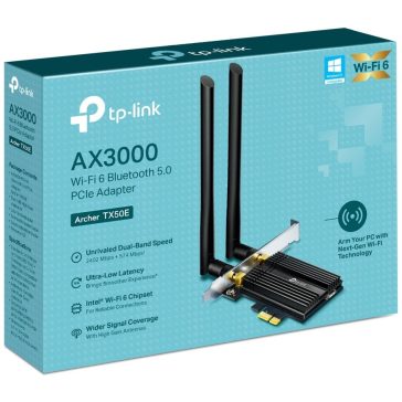   Tp-Link hálózati kártya Archer TX50E AX3000 Wi-Fi 6 Bluetooth 5.2 PCIe