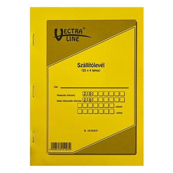 Nyomtatvány szállítólevél VECTRA-LINE A/5 25x4 álló B10-70/A/V Nyomtatvány szállítólevél VECTRA-LINE A/5 25x4 álló B10-70/A/V