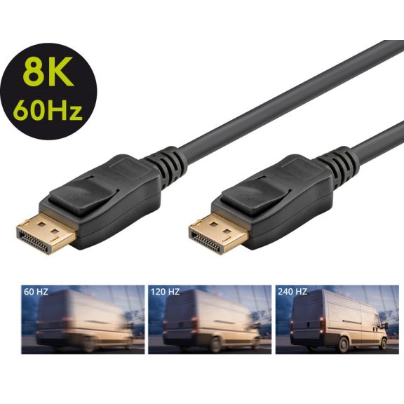 Goobay Displayport (apa) - Displayport (apa) kábel 3 m 32,4 Gbit/s (8K@60Hz/4K@144Hz) Goobay Displayport (apa) - Displayport (apa) kábel 3 m 32,4 Gbit/s (8K@60Hz/4K@144Hz)
