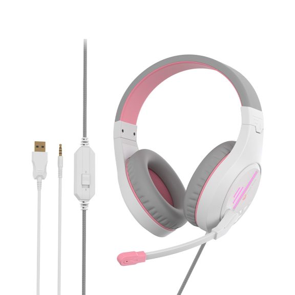 Meetion MT-HP021 gamer fejhallgató White/Pink 3,5 mm Jack+USB Meetion MT-HP021 gamer fejhallgató White/Pink 3,5 mm Jack+USB