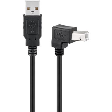   Goobay USB 2.0 printerkábel 90°-ban hajlított csatlakozóval 3 m fekete