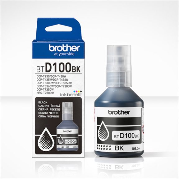 Brother tinta BTD100BK, 7500 oldal, Fekete Brother tinta BTD100BK, 7500 oldal, Fekete