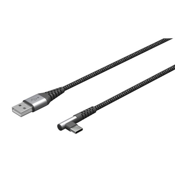 Goobay USB-A - USB-C adat- és töltőkábel, 90°-ben hajlított csatlakozóval, asztroszürke-ezüst, 1 m Goobay USB-A - USB-C adat- és töltőkábel, 90°-ben hajlított csatlakozóval, asztroszürke-ezüst, 1 m