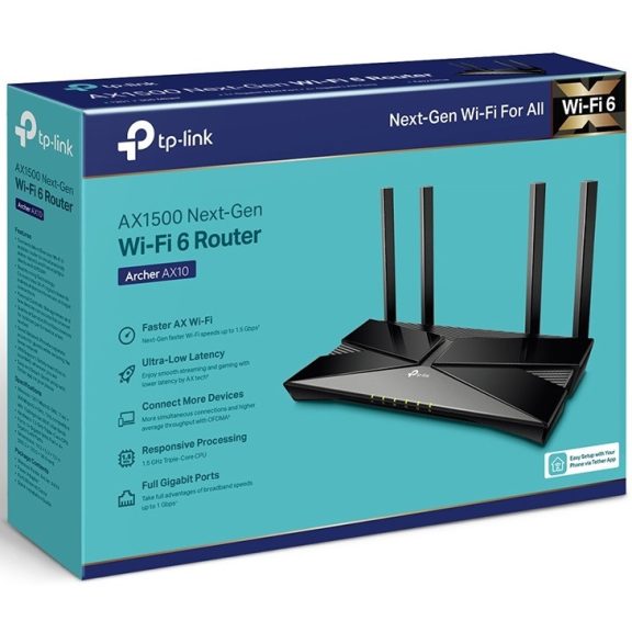 Tp-Link Archer AX10 router AX1500 Dual Band Gigabit WiFi 6E Tp-Link Archer AX10 router AX1500 Dual Band Gigabit WiFi 6E