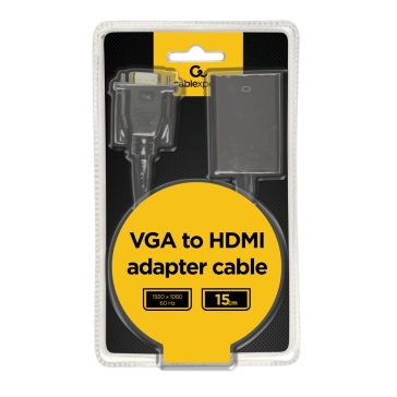   Gembird kábel átalakító VGA (apa) - HDMI (anya) audio támogatással (A-VGA-HDMI-01)
