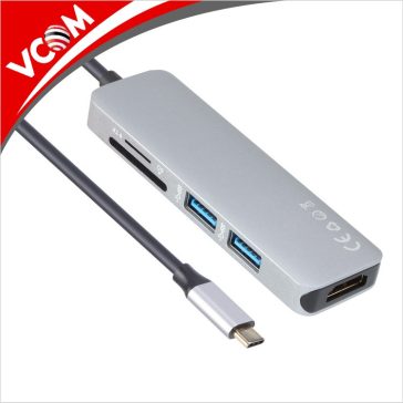   VCOM kábel átalakító USB3.1 Type-C apa - HDMI anya+USB3.0*2+Micro SD+SD (CU430m)
