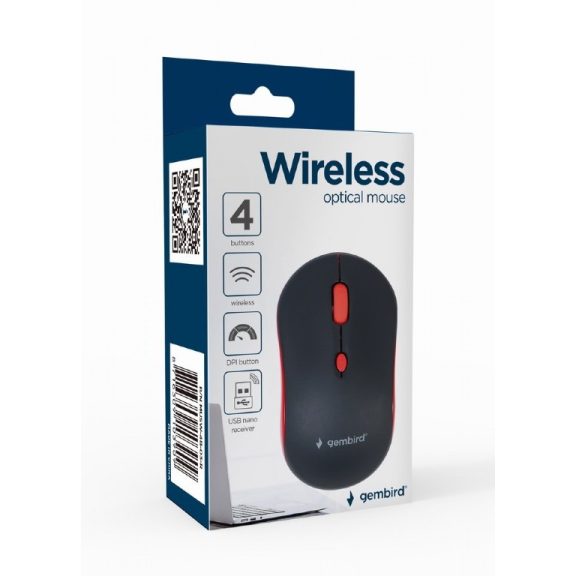 Gembird MUSW-4B-03-R Wireless optikai egér fekete/piros Gembird MUSW-4B-03-R Wireless optikai egér fekete/piros