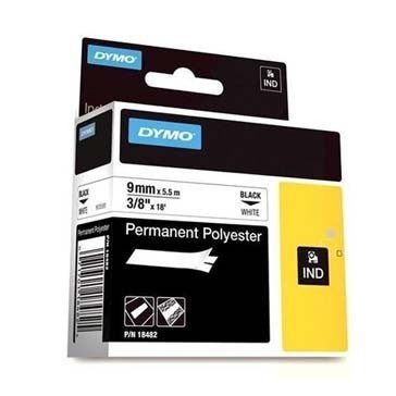   Feliratozógép szalag, 9 mm x 5,5 m, DymoID1 poliészter fehér alap fekete