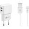Goobay hálózati töltő 12W 2xUSB-A, fehér + 1 m Lightning töltőkábel